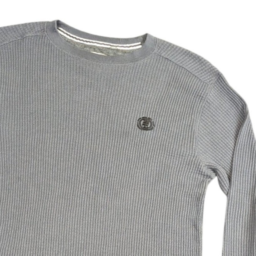 Element Y2K Mens Gray Waffle Knit Thermal Long Sleeve Shirt Logo Small Charcoal
